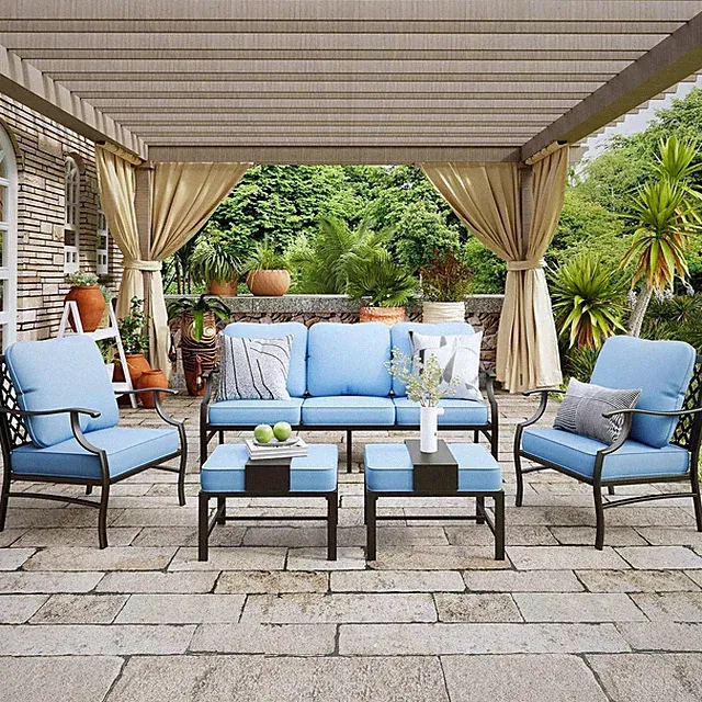 Patio Furniture Sets 5-Piece Outdoor Sectional Sofa Conversation Sofa for 7-Seat