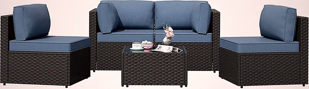 Patio Furniture Sets, 5 Piece Outdoor Sectional Sofas, Wicker Rattan Outdoor Fur
