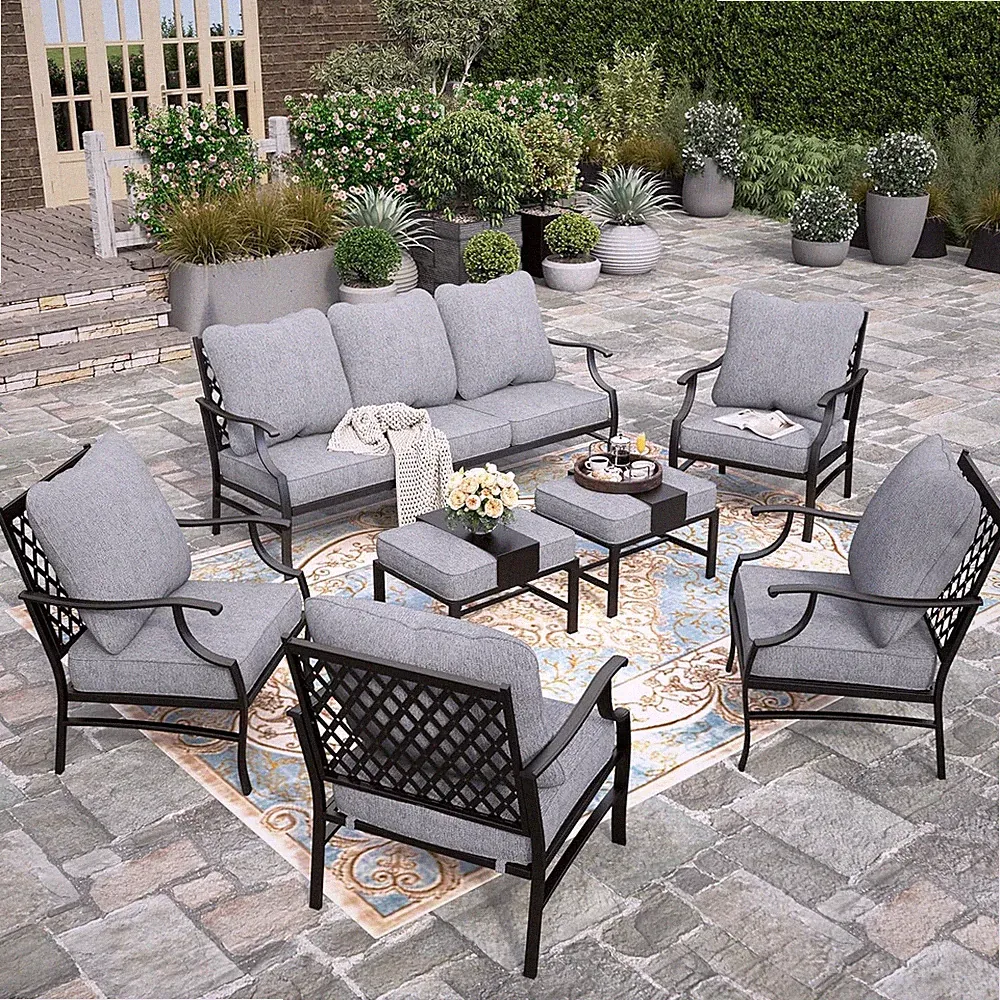 Patio Furniture Sets 7-Pieces Outdoor Sectional Sofa Conversation Set for Garden