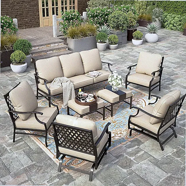 Patio Furniture Sets 7-Pieces Outdoor Sectional Sofa Conversation Sofa Backyard