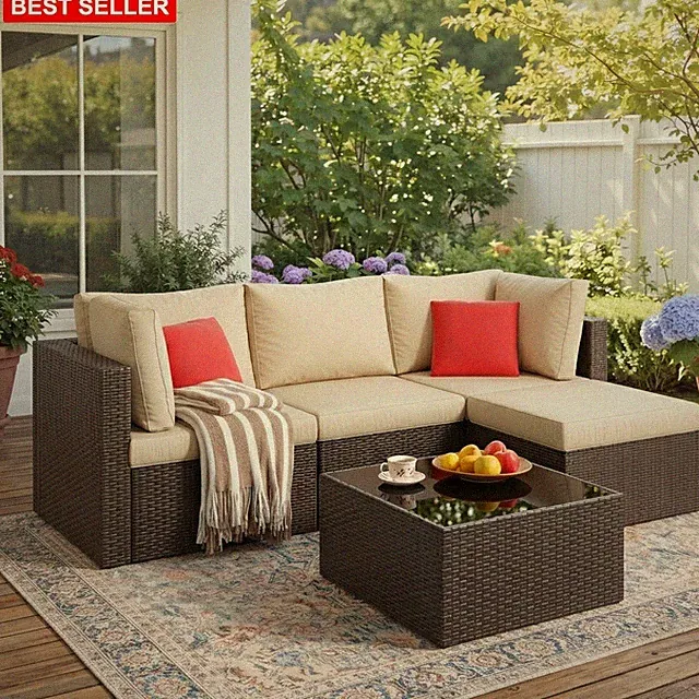 Patio Furniture Sets Outdoor Sectional Sofa Sturdy Comfortable Couch Easy Item
