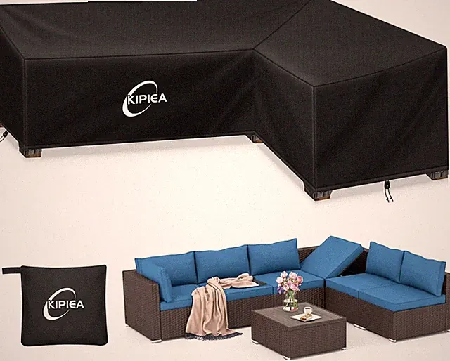 Patio L-Shaped Sectional Sofa Cover, 420D Heavy-Duty Oxford Fabric Outdoor Cover