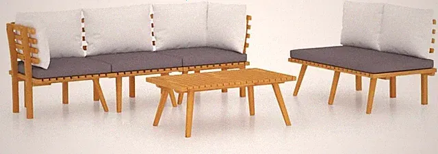Patio Lounge Set 5 Piece, Sectional Sofa for Outdoor Backyard, Couch with Cushio