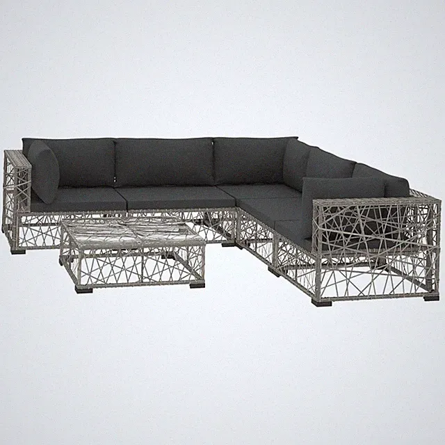 Patio Lounge Set Outdoor Sectional Sofa Set 6 Piece Poly Rattan Gray vidaXL