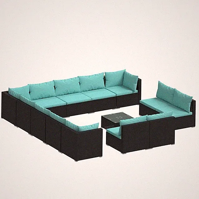 Patio Lounge Set Outdoor Sectional Sofa Set Table Garden Poly Rattan vidaXL