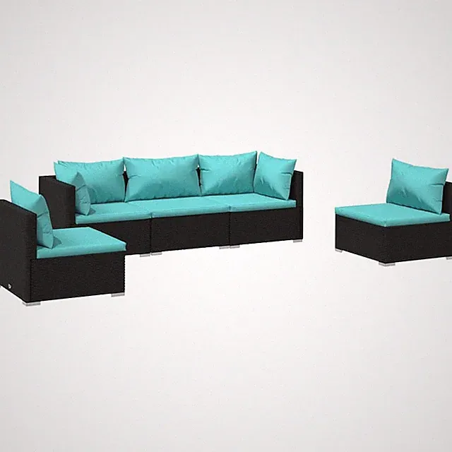 Patio Lounge Set Outdoor Sectional Sofa Set Table Garden Poly Rattan vidaXL