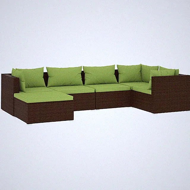 Patio Lounge Set Outdoor Sectional Sofa Set Table Garden Poly Rattan vidaXL