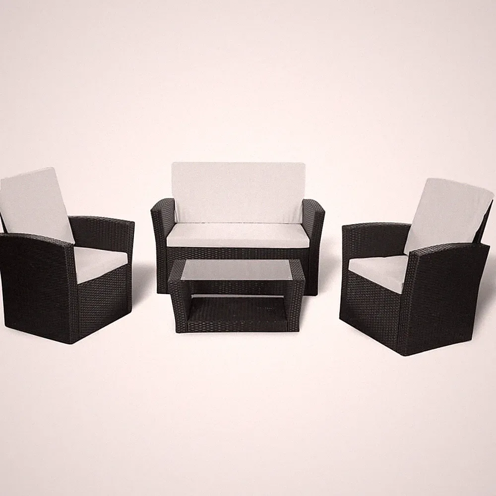 Patio Lounge Set Sectional Sofa Set 4 Piece with Cushions Poly Rattan vidaXL