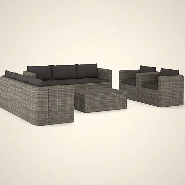 Patio Lounge Set Sectional Sofa Set 6 Piece with Cushions Poly Rattan vidaXL