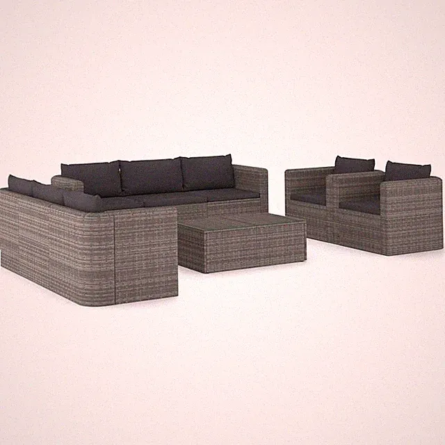 Patio Lounge Set Sectional Sofa Set 6 Piece with Cushions Poly Rattan vidaXL