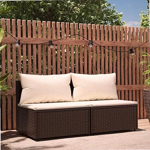 Patio Middle Sofa Brown PE rattan Medium Modular