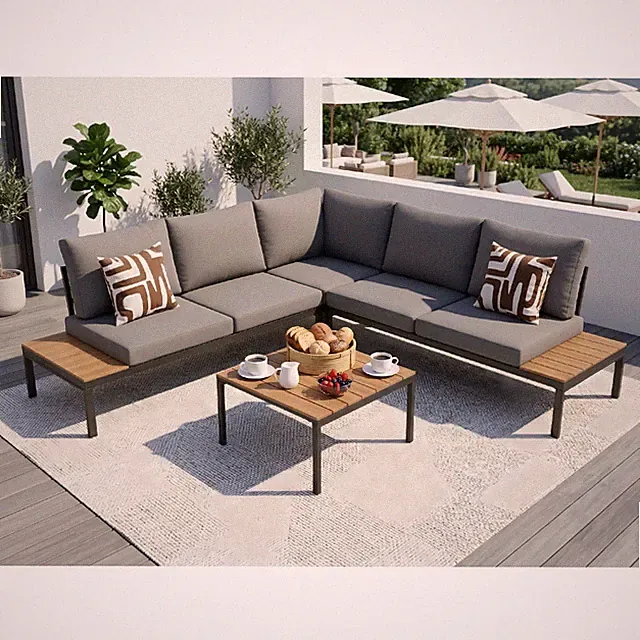 Patio Outdoor Furniture Set, Boho Outdoor Sectional Furniture Sofa Set Seats 6