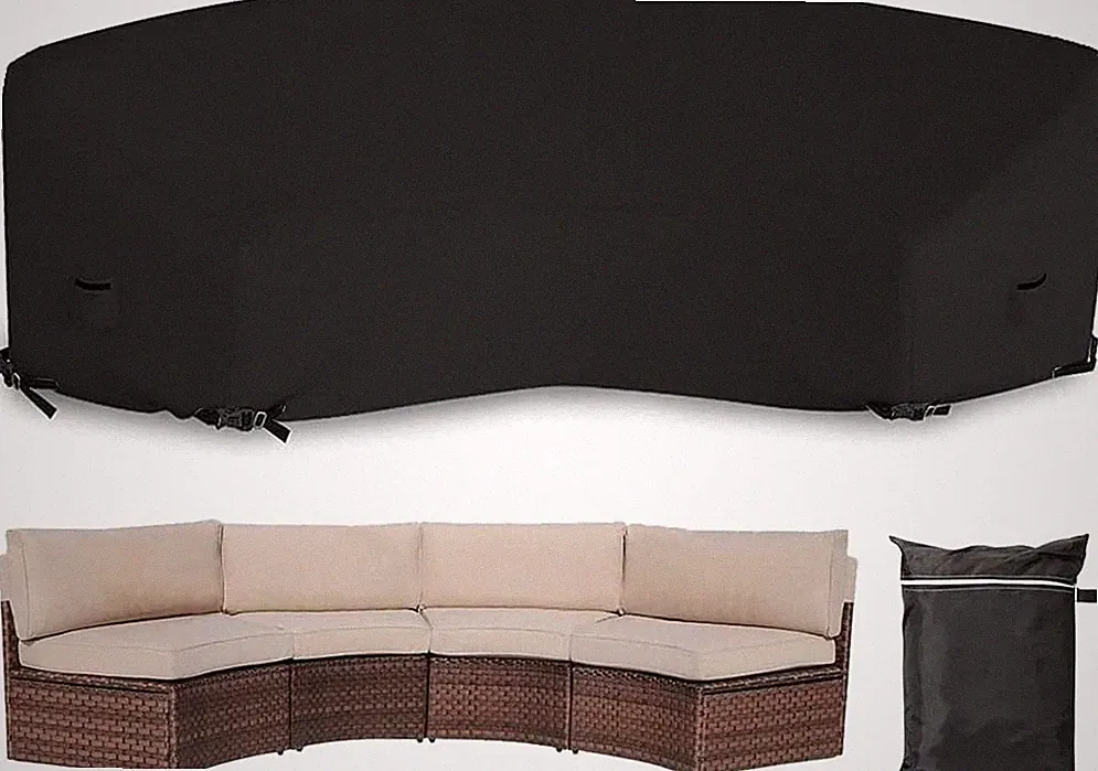 Patio Sectional Curved Sofa Protector Cover Waterproof Heavy Duty 420D Oxford