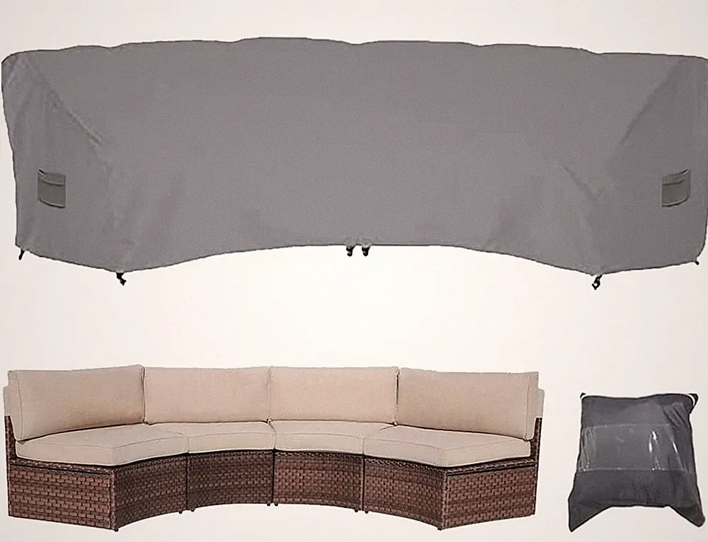 Patio Sectional Curved Sofa Protector Cover Waterproof Heavy Duty 420D Oxford...