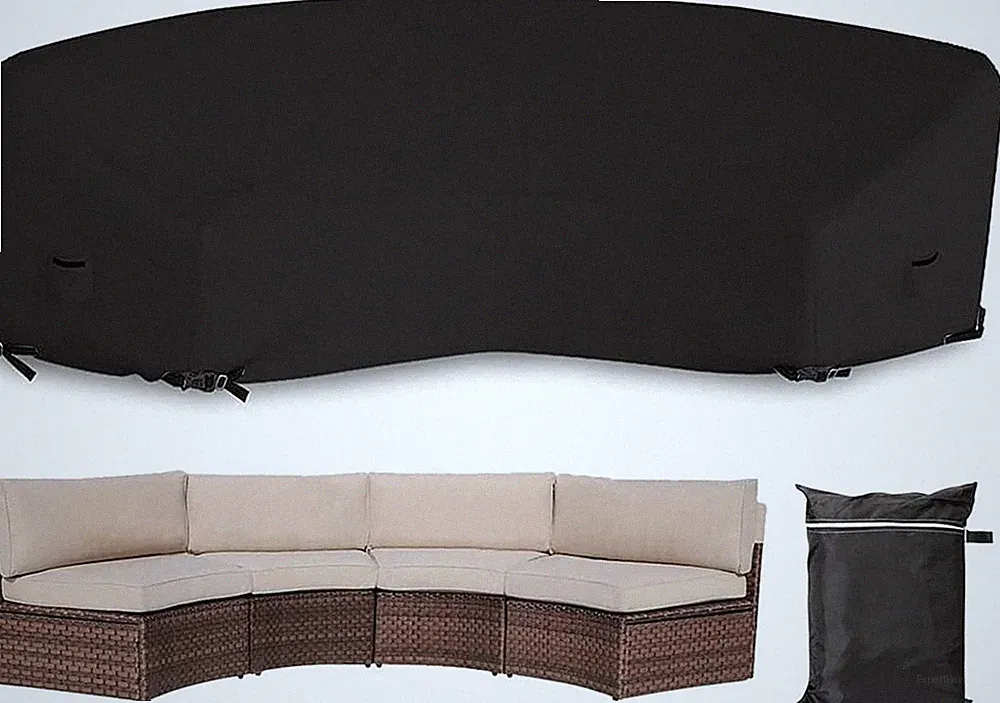 Patio Sectional Curved Sofa Protector Cover Waterproof Heavy Duty 420D Oxford Ou