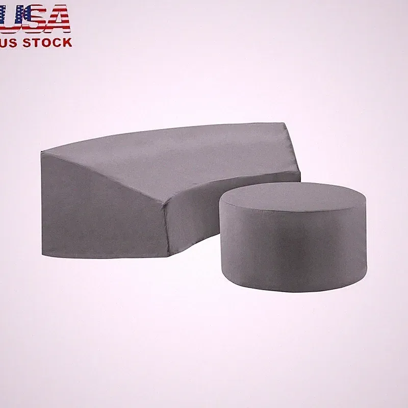 Patio Sectional Sofa Cover Set 2 Piece Vinyl Outdoor Furniture Protector Gray US