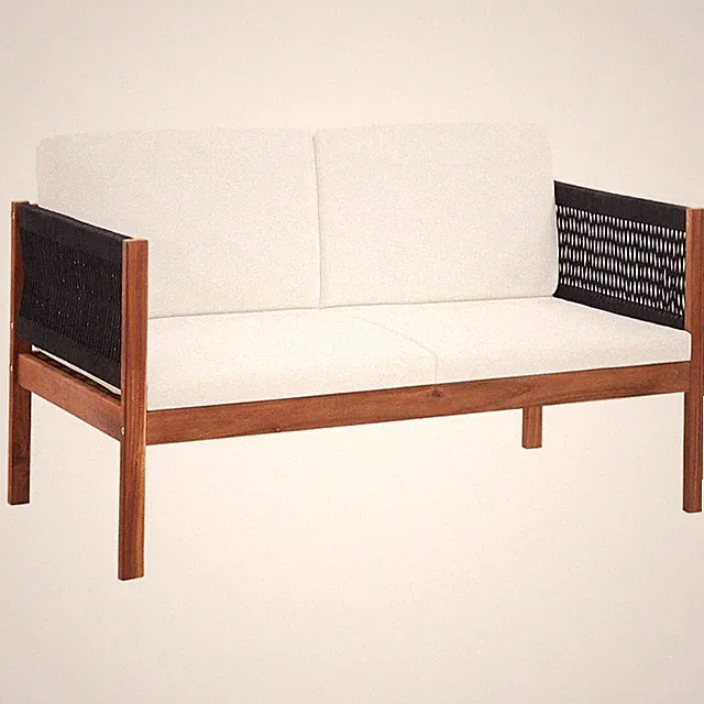 Patio Sofa 2-Seater Solid Acacia Wood