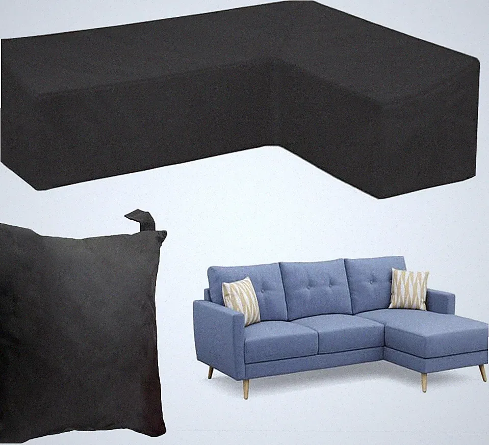 Patio Sofa Covers L Shaped Sectional 112x87in Black Outdoor Waterproof