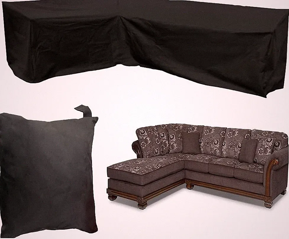 Patio Sofa Covers L Shaped Sectional 87x112in Black Outdoor Waterproof