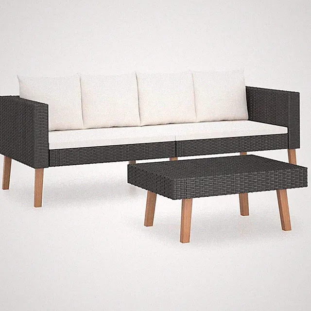 Patio Sofa Set Sectional Sofa Outdoor with Cushions Poly Rattan Gray vidaXL