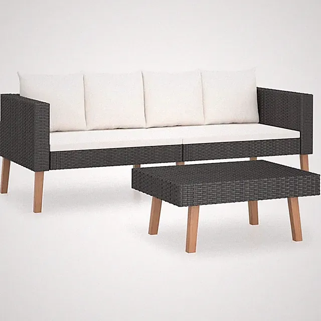 Patio Sofa Set Sectional Sofa Outdoor with Cushions Poly Rattan Gray vidaXL