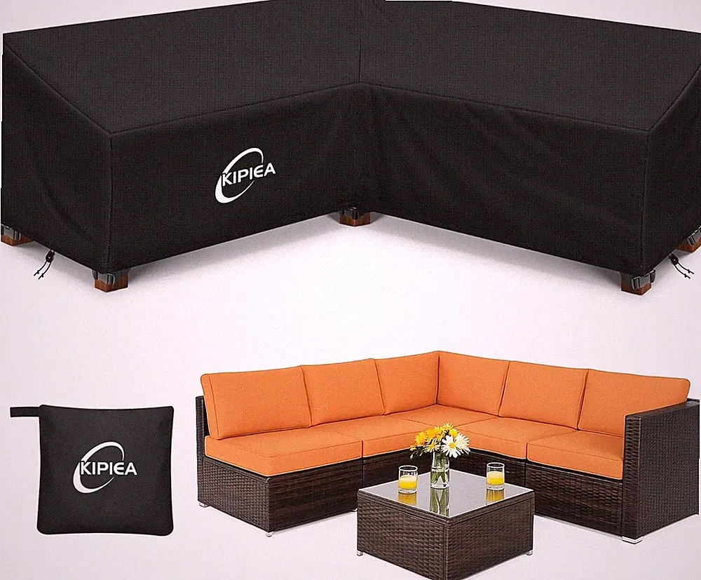 Patio V Shaped Sectional Sofa Cover 420D Heavy Duty Oxford Fabric Outdoor
