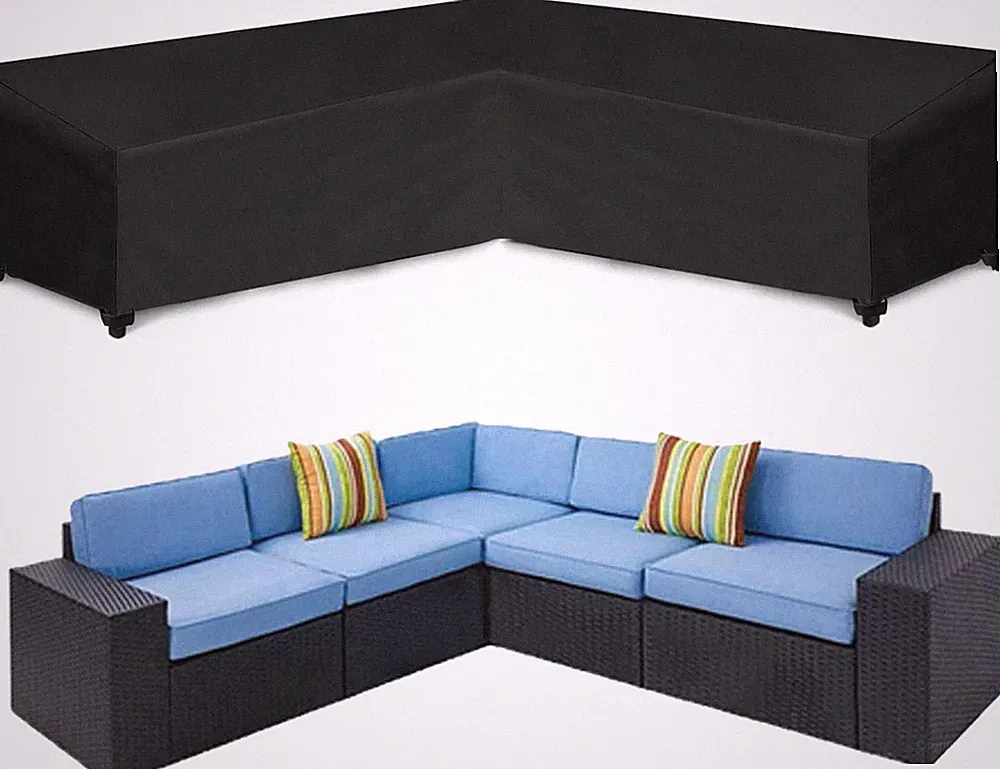 Patio V-Shaped Sectional Sofa Cover 85" x 85" 600D Heavy-Duty Patio Furniture