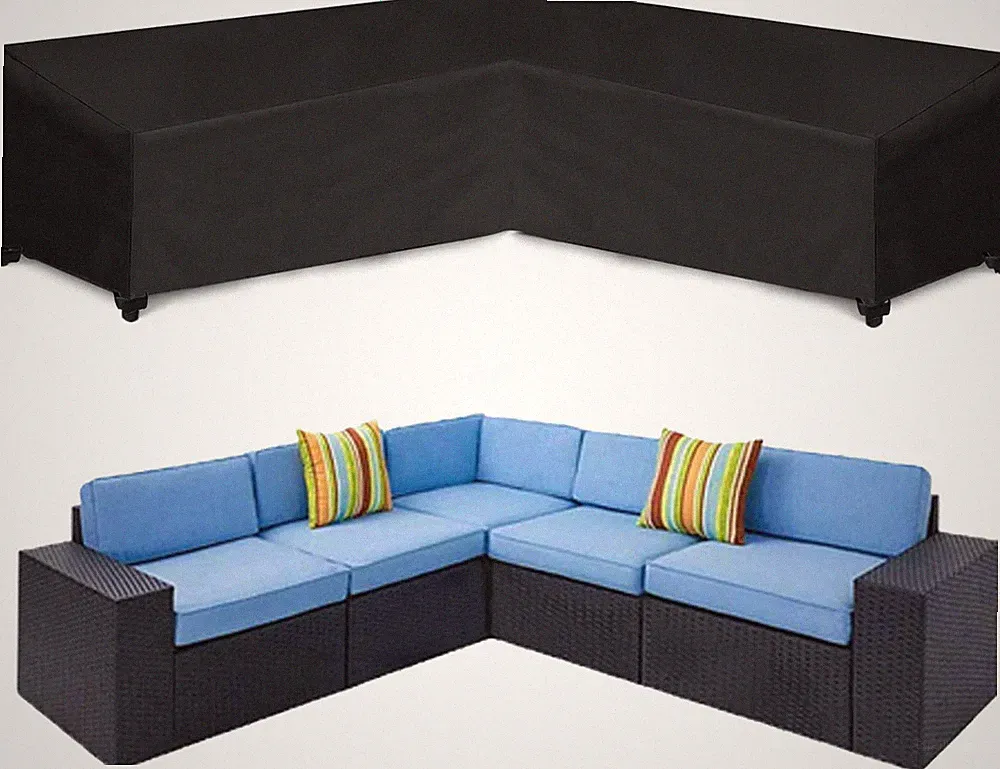 Patio V-Shaped Sectional Sofa Cover 85" x 85" 600D Heavy-Duty Patio Furniture