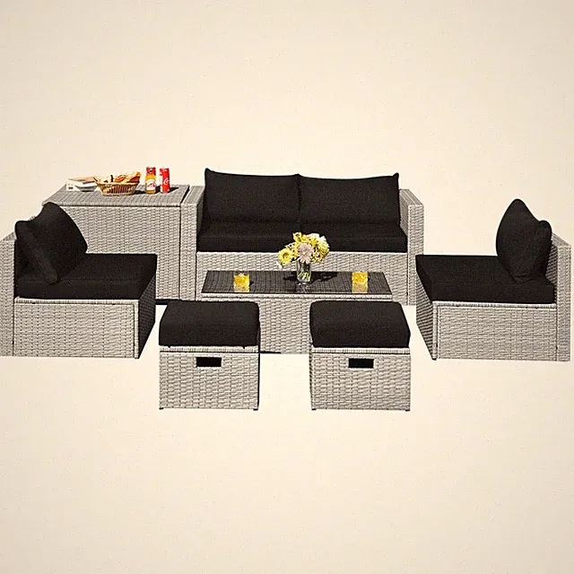 Patiojoy 8 Pieces All-Weather PE Rattan Patio Furniture Set Outdoor