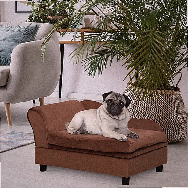 PawHut Luxury Small Dog Bed Couch W/ Storage, Little Dog Sofa