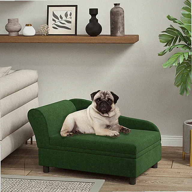 PawHut Luxury Small Dog Bed Couch W/ Storage, Little Dog Sofa