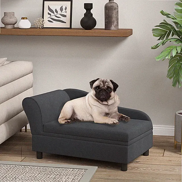 PawHut Luxury Small Dog Bed Couch W/ Storage, Little Dog Sofa