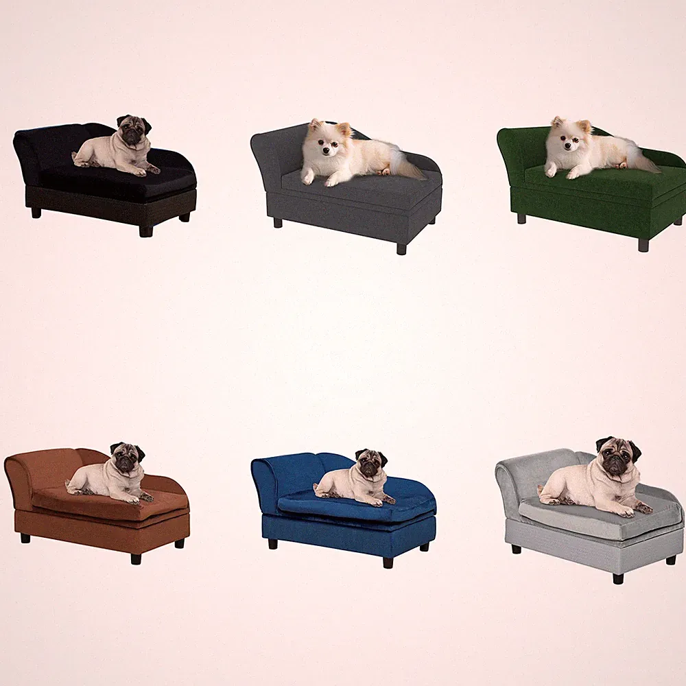 PawHut Luxury Small Dog Bed Couch W/ Storage, Little Dog Sofa