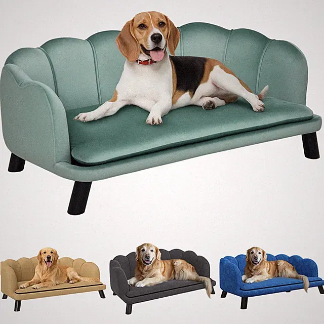 PawHut Velvet Large Dog Couch with Foam Cushioning for M L Dogs
