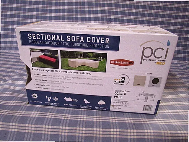 PCI 1252 Patio Sectional Sofa Corner Cover (Gray) New FAST FREE SHIPPING.