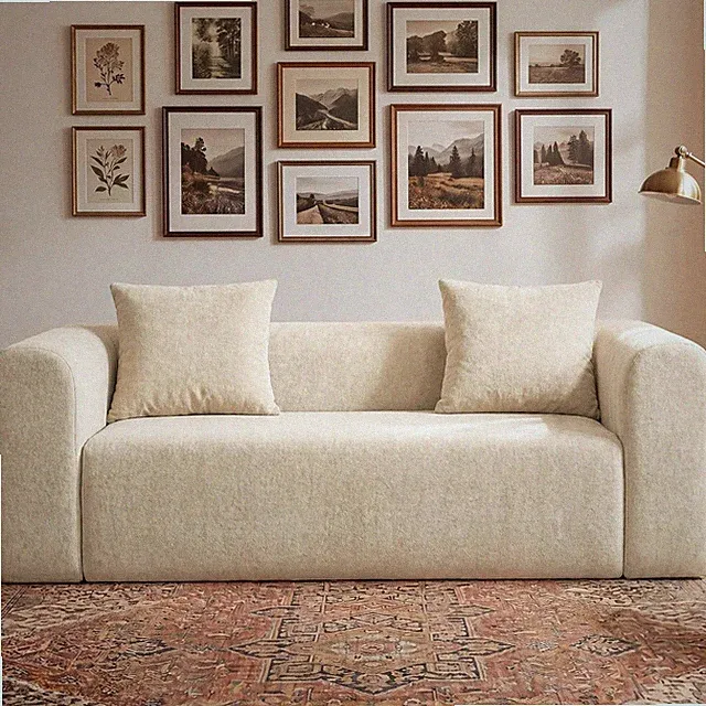 Pebble 71" Loveseat Modular Sofa, Soft Knitted Fabric, No Assembly, Beige