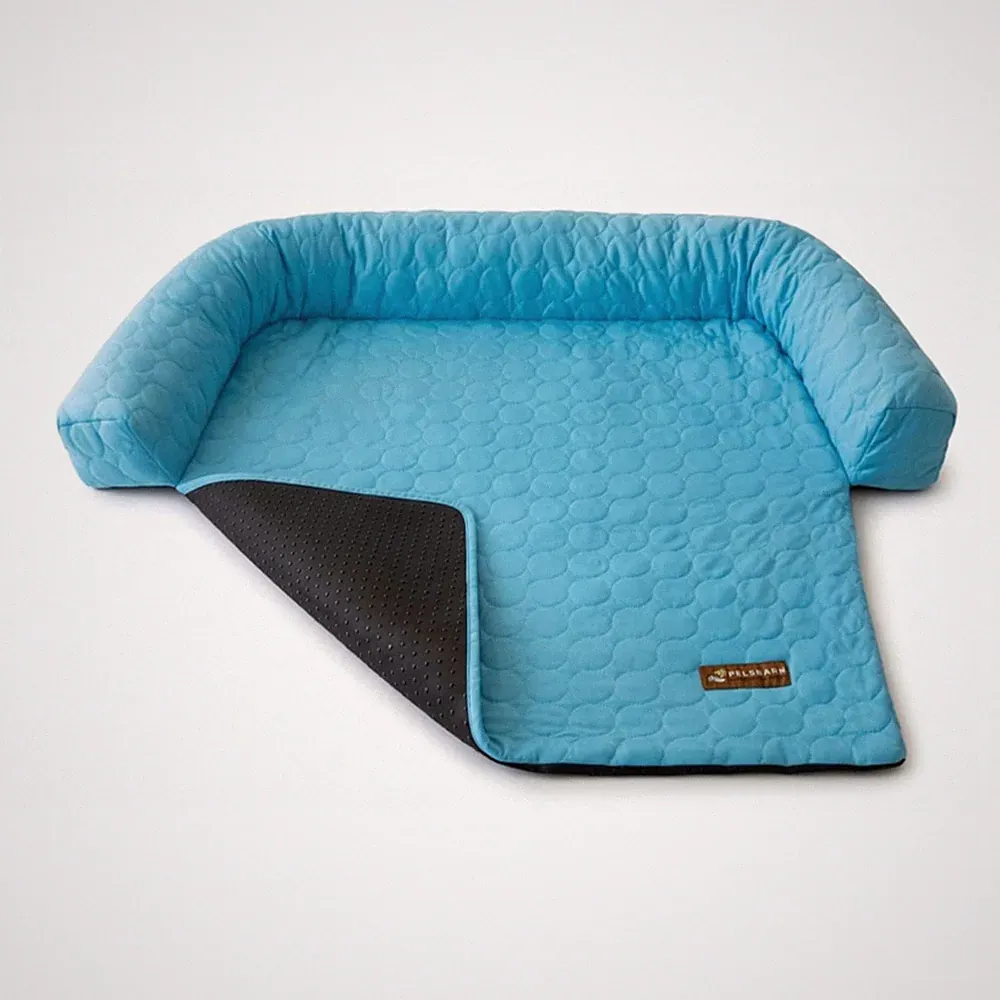 Pelsbarn Cooling Dog Bed, Ice Silk Sofa Bed, Non-Slip, Light Blue, M