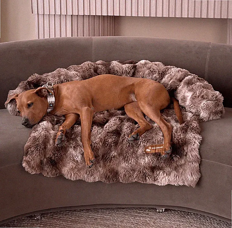 Pelsbarn Dog Luxurious Sofa Bed w Non-Slip Bottom Large Beige Brown 33 x 33in