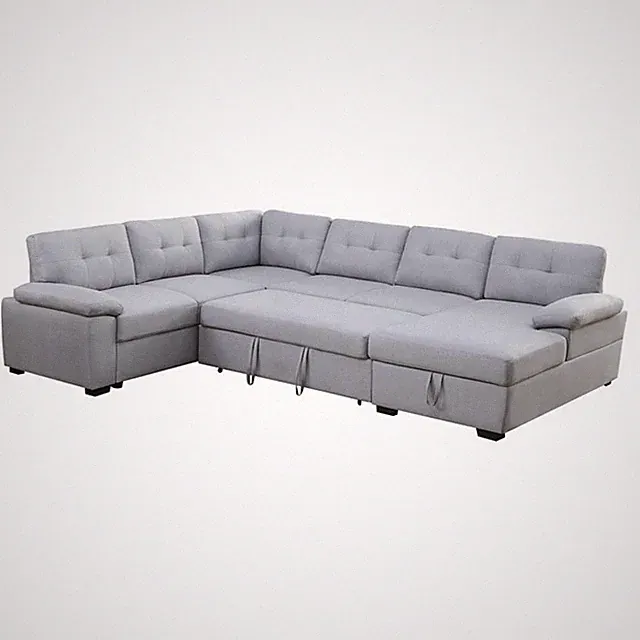 Pemberley Row Fabric Ash Sleeper Sectional Sofa Rectangular Storage 117.8" Un...
