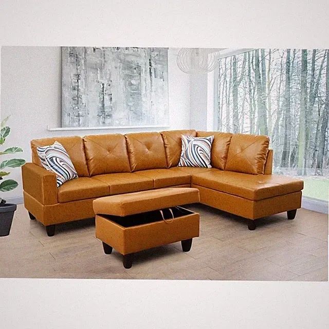 Pemberley Row Flannelette Ginger Sectional Sofa Rectangular Modern Design Una...