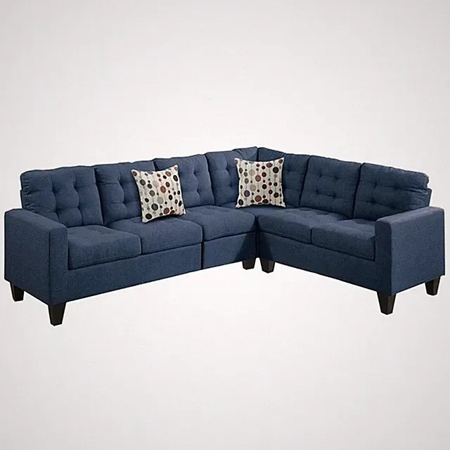 Pemberley Row Linen-Like Fabric Navy Sectional Sofa L-Shape Reversible 103" x...