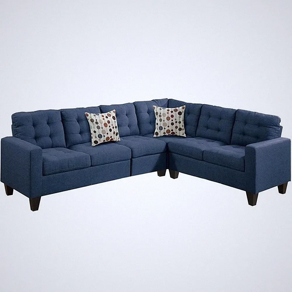 Pemberley Row Linen-Like Fabric Navy Sectional Sofa L-Shape Reversible 103" x...