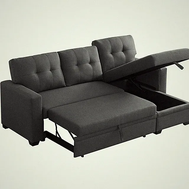Pemberley Row Polyester Fabric Dark Gray Sleeper Sectional Sofa Rectangular R...