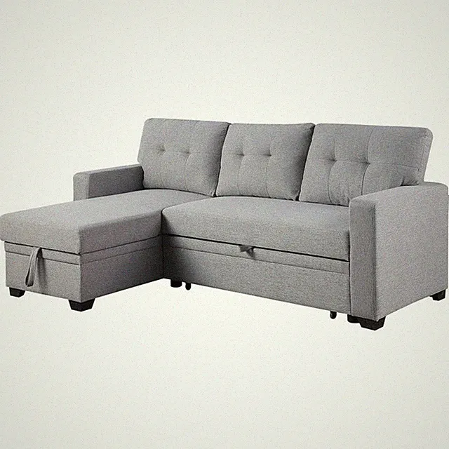 Pemberley Row Polyester Light Gray Sleeper Sectional Sofa Rectangular Convert...