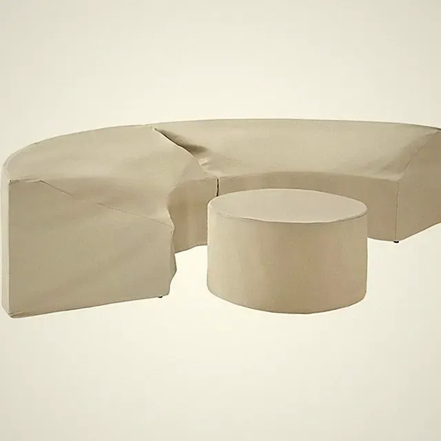 Pemberley Row Reinforced Vinyl Tan Outdoor Round Sofa Cover Set Scratch Proof...