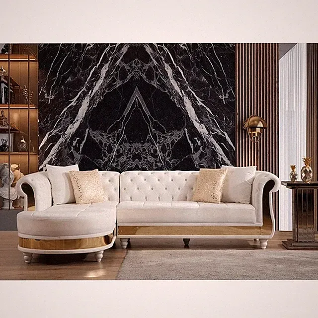 Pemberley Row Velvet Beige Sectional Sofa L-Shaped Button Tufted 109" Unassem...