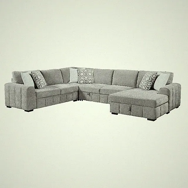 Pemberly Row 110" Pop-Up Sleeper Sectional with Storage Chais in Gray