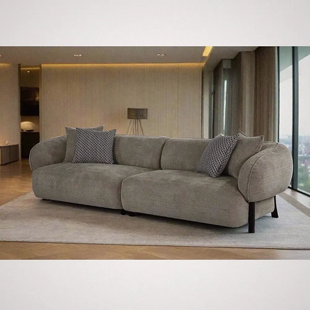 Pemberly Row 117" Mid-Century Modern Sectional 4-Seater Sofa - Gray