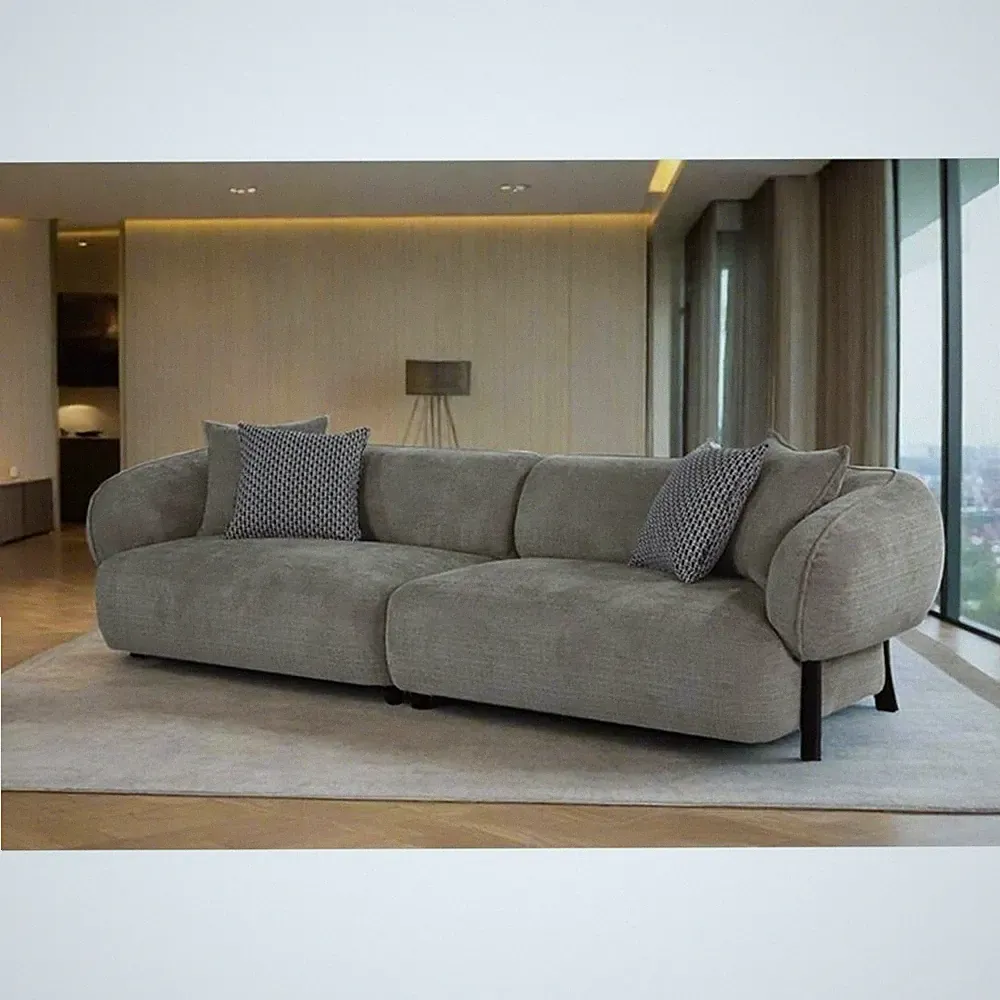 Pemberly Row 117" Mid-Century Modern Sectional 4-Seater Sofa - Gray
