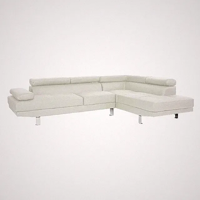 Pemberly Row 2 Pc Sectional Sofa with Chaise and Adjustable Headrests in White